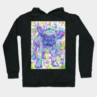 FRENCH BULLDOG PUPPY - watercolor and ink portrait .1 Hoodie